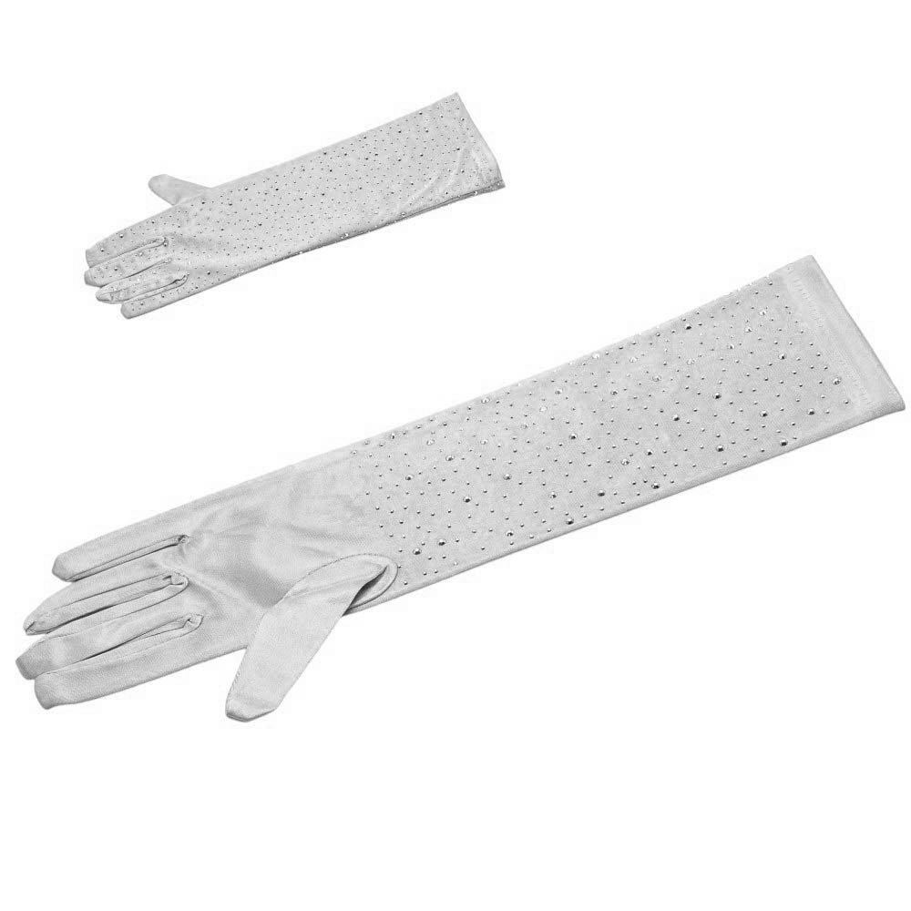 Rhinestone Embellished Evening Long Gloves