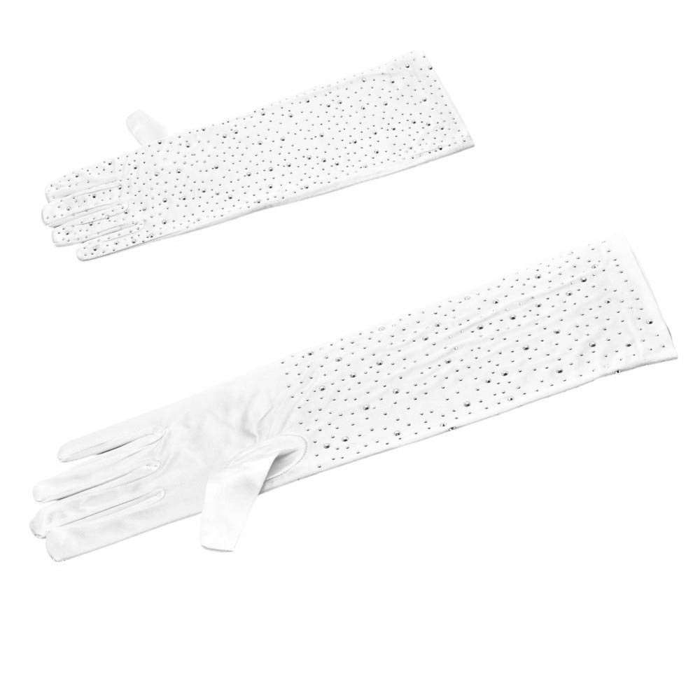 Rhinestone Embellished Evening Long Gloves