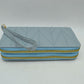 Geometric Stitched Double Zipper Wallet with Wristlet Strap
