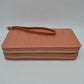 Geometric Stitched Double Zipper Wallet with Wristlet Strap