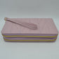 Geometric Stitched Double Zipper Wallet with Wristlet Strap