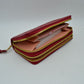 Geometric Stitched Double Zipper Wallet with Wristlet Strap