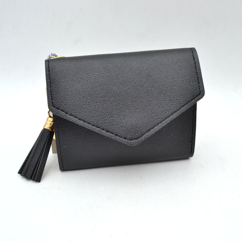 Envelope Flap Compact Wallet with Tassel Charm