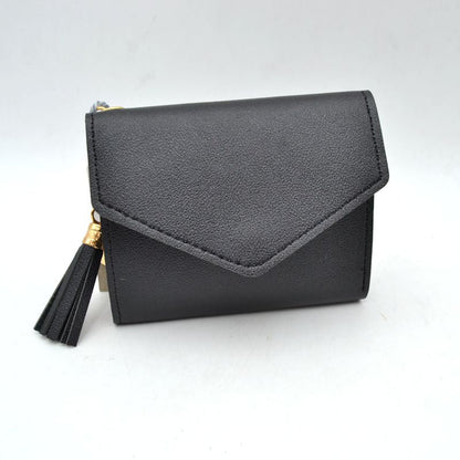 Envelope Flap Compact Wallet with Tassel Charm