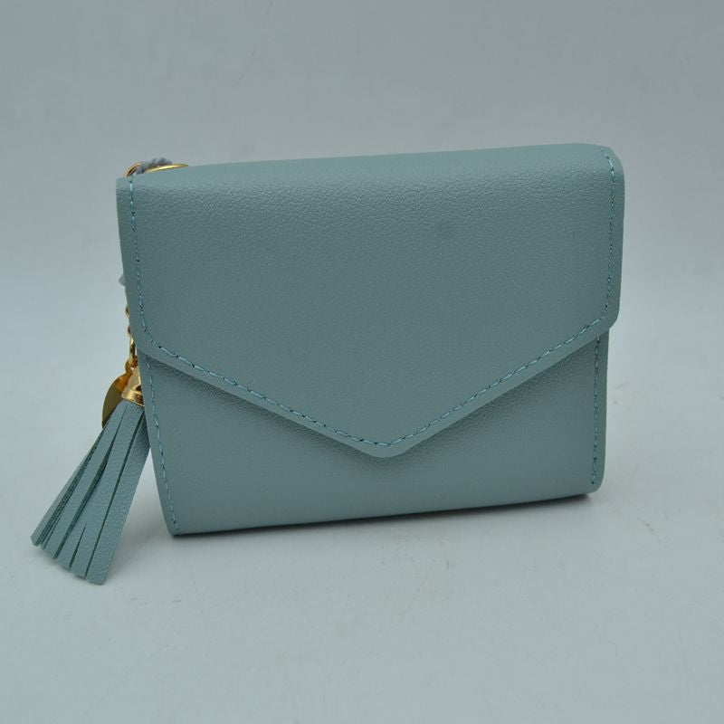 Envelope Flap Compact Wallet with Tassel Charm
