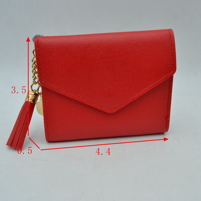 Envelope Flap Compact Wallet with Tassel Charm