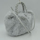 Plush Faux Fur Bucket Handbag with Braided Handles and Long Strap