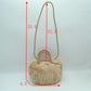 Plush Faux Fur Bucket Handbag with Braided Handles and Long Strap