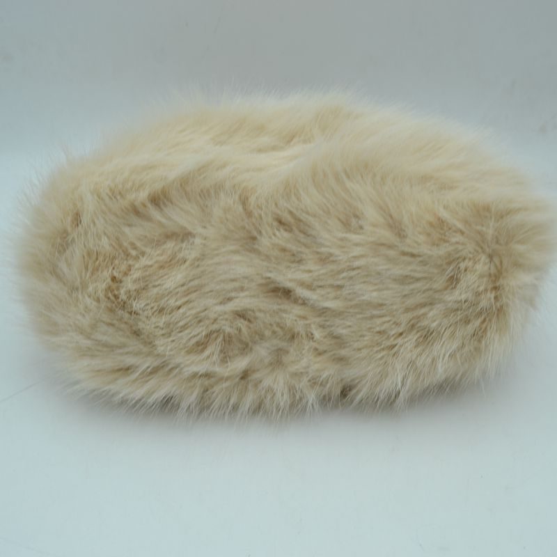 Plush Faux Fur Handbag with Pearl Bead Accent and Dual Straps