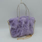 Plush Faux Fur Handbag with Rhinestone Handles and Chain Strap