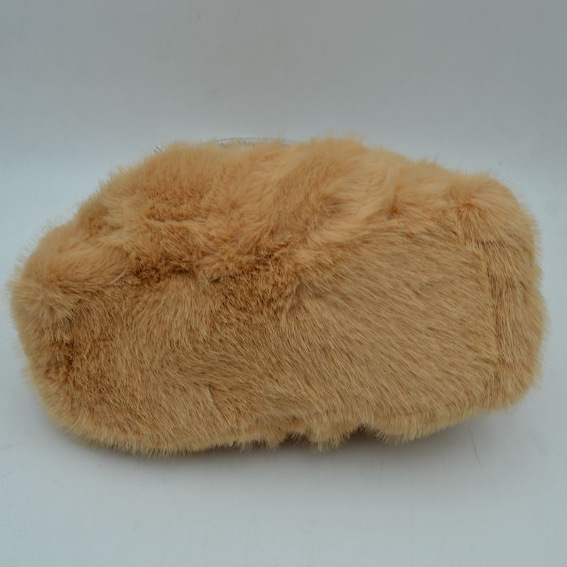 Plush Faux Fur Handbag with Rhinestone Handles and Chain Strap