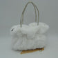 Plush Faux Fur Handbag with Rhinestone Handles and Chain Strap