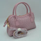 Structured Woven Satchel Bag with Hanging Clochette Accent