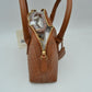 Structured Woven Satchel Bag with Hanging Clochette Accent