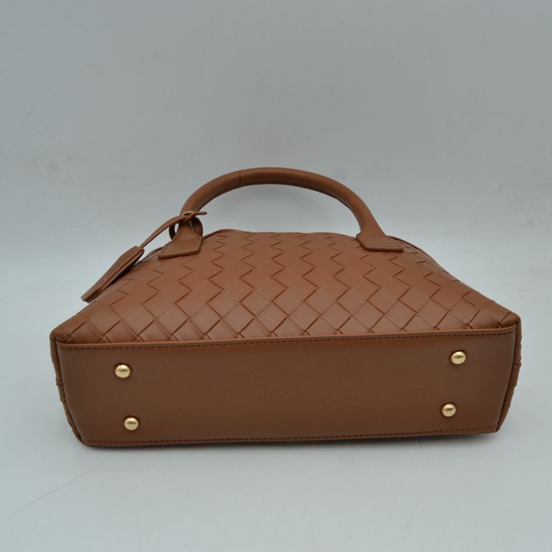 Structured Woven Satchel Bag with Hanging Clochette Accent
