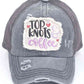 C.C DISTRESSED TOP KNOTS AND COFFEE PATCH PONYCAP
