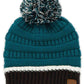 C.C Teal Color Ribbed Beanie With Pom