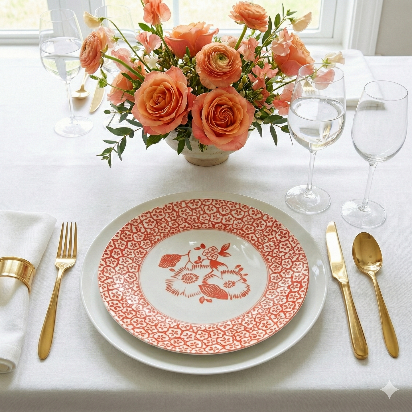 Plato decorativo con diseño de coral - Juego de 4