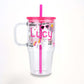 Girl's Affirmations 20oz Kids Tumbler with Handle, Lid & Straw