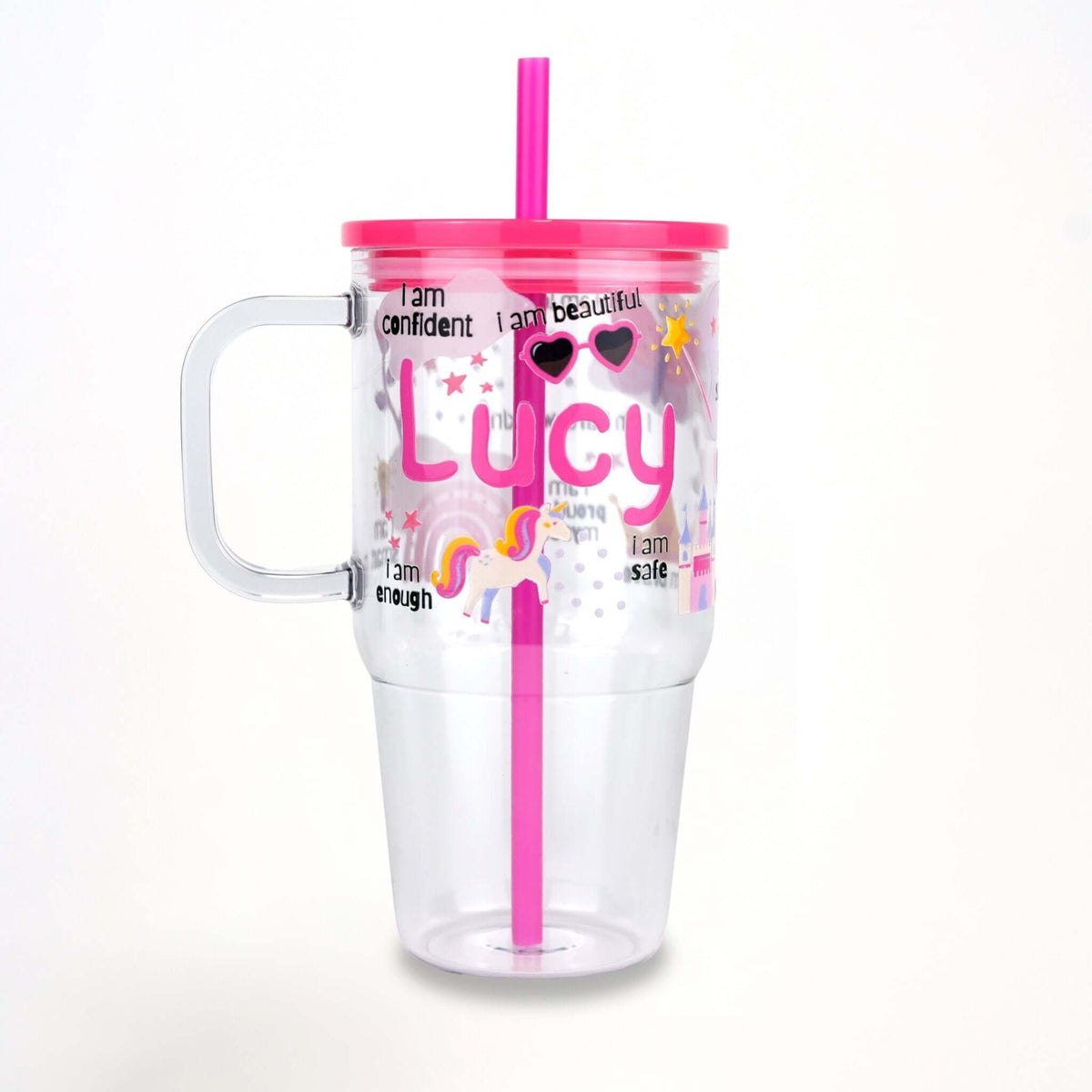 Girl's Affirmations 20oz Kids Tumbler with Handle, Lid & Straw
