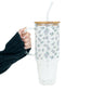Minimalist Blue Flowers Glass Cups