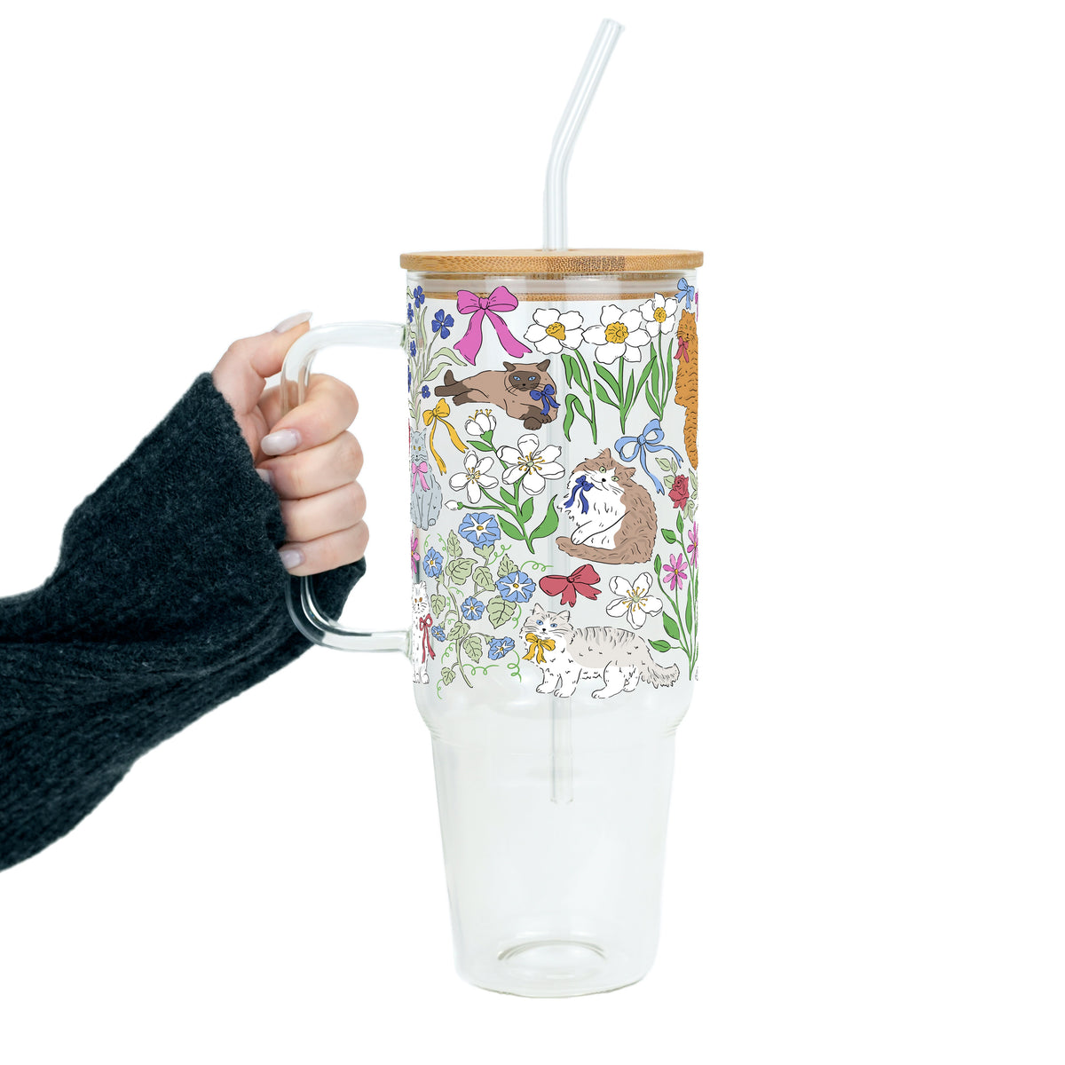 Grandma Core Cats Glass Cups