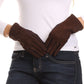 Sakkas Lidy Leather Embroidered Comfortable Warm Snow Touch Screen Finger Gloves