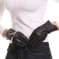 Sakkas Pamb Faux Leather Heather Knit Button Front Warm Winter Touch Screen Gloves