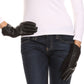 Sakkas Pamb Faux Leather Heather Knit Button Front Warm Winter Touch Screen Gloves