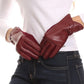 Sakkas Pamb Faux Leather Heather Knit Button Front Warm Winter Touch Screen Gloves