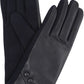 Sakkas Pamb Faux Leather Heather Knit Button Front Warm Winter Touch Screen Gloves