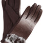 Sakkas Sophie Ombre Knitted Faux Fur Wrist Band Touch Screen Capable Gloves