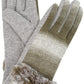 Sakkas Sophie Ombre Knitted Faux Fur Wrist Band Touch Screen Capable Gloves