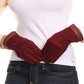 Sakkas Rayanne Soft Classic Knit Faux Leather Wrist Band Touch Screen Warm Gloves