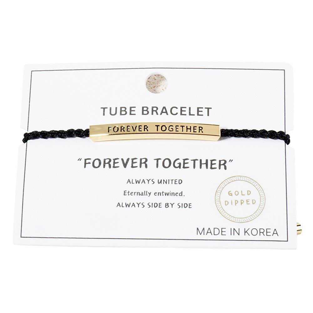 Gold Dipped FOREVER TOGETHER Pointed Rope Pull Tie Bracelet