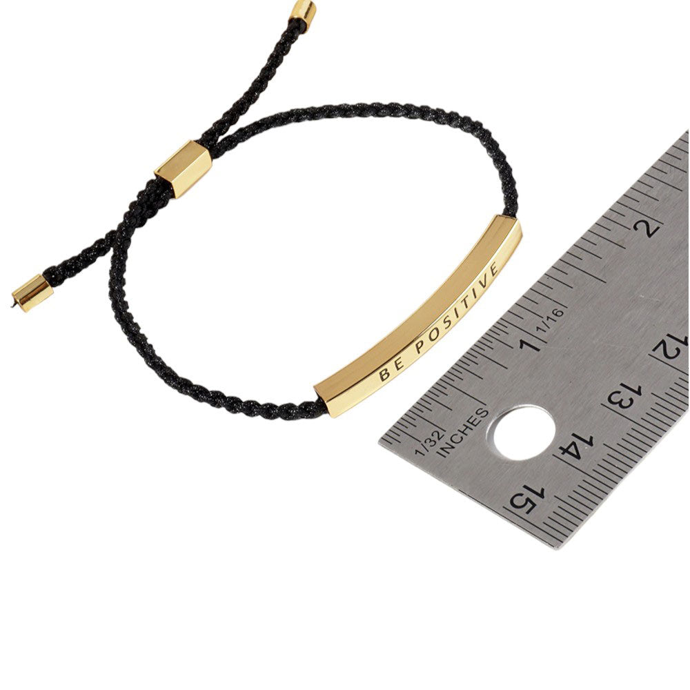 Gold Dipped LIVE LAUGH LOVE Message Rope Pull Tie Bracelet