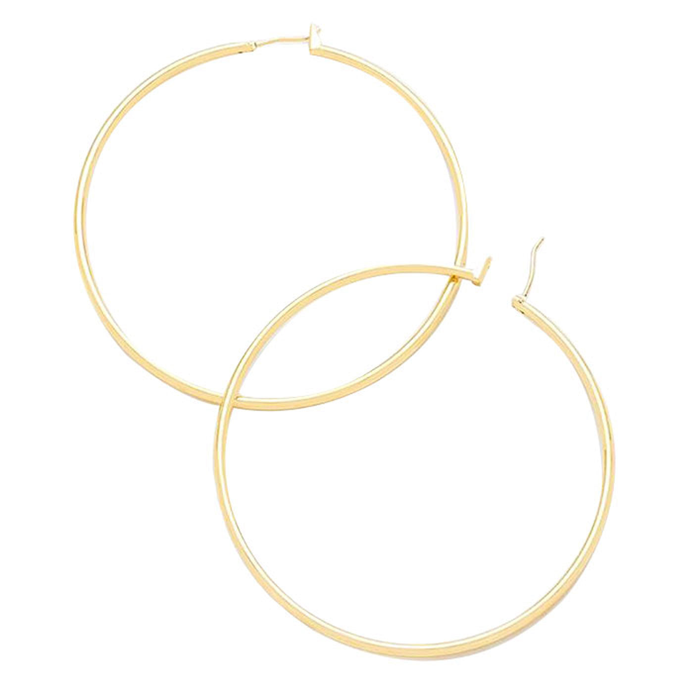 14K Gold-Filled Metal Hoop Pin Catch Earrings