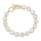 14K Gold Plated Square CZ Stone Link Evening Toggle Bracelet