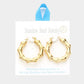 18K Gold Dipped Stainless Steel 1.5 Inch Metal Bamboo Hoop Earrings