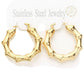18K Gold Dipped Stainless Steel 1.5 Inch Metal Bamboo Hoop Earrings