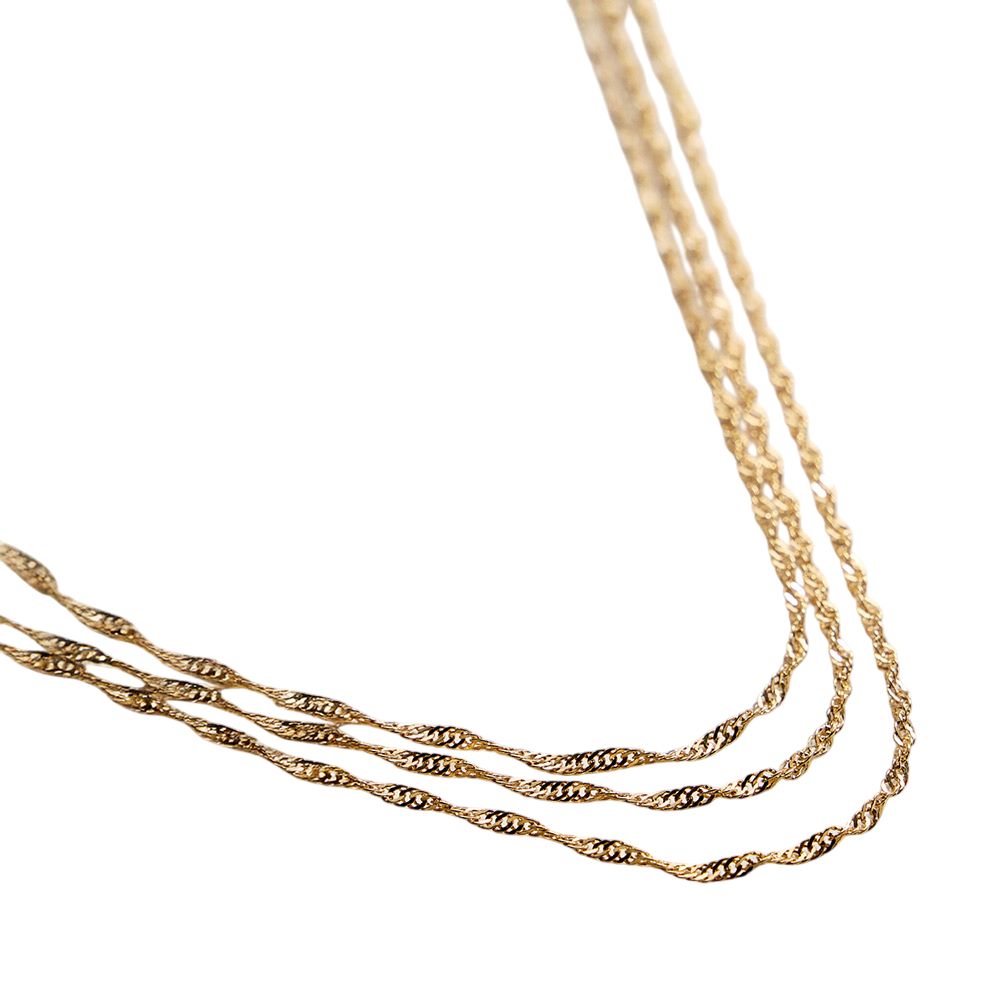 18K Gold Filled Twisted Layered Chain Necklace