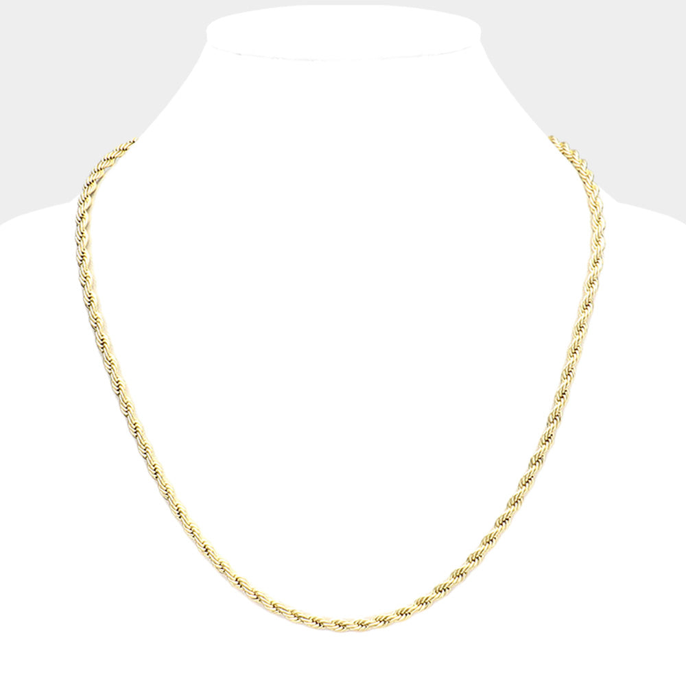 20 INCH, 3mm Stainless Steel Rope Chain Necklace