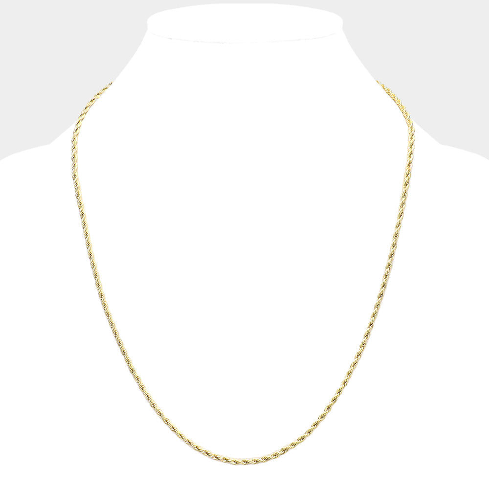 24 INCH, 3mm Stainless Steel Rope Chain Necklace