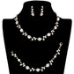 3PCS Flower Leaf Cluster Rhinestone Necklace Jewelry Set