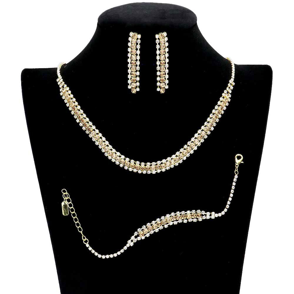 3PCS Rhinestone Necklace Jewelry Set