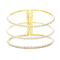 3Row Split Layer Round Crystal Detail Cuff Evening Bracelet