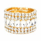 Women's 5Pcs Rectangle Round Stone Stretch Multi Layered Bracelets