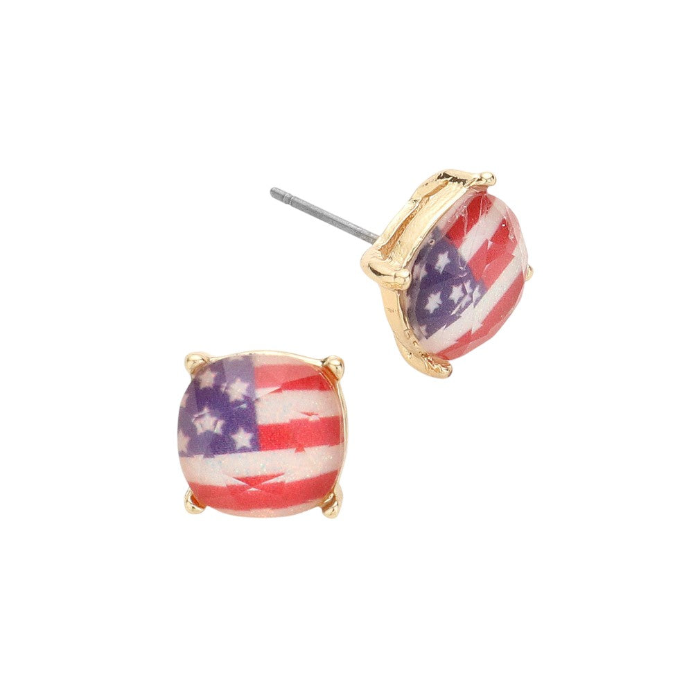 Women's American USA Flag Stud Earrings 4th of July