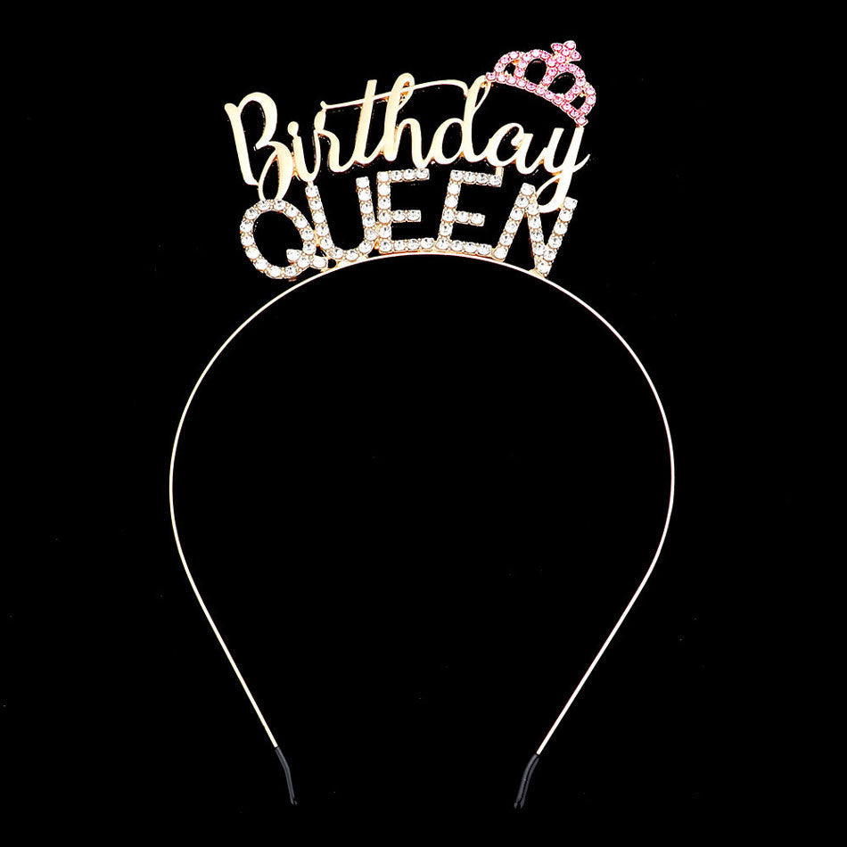 Birthday Queen Rhinestone Metal Headband