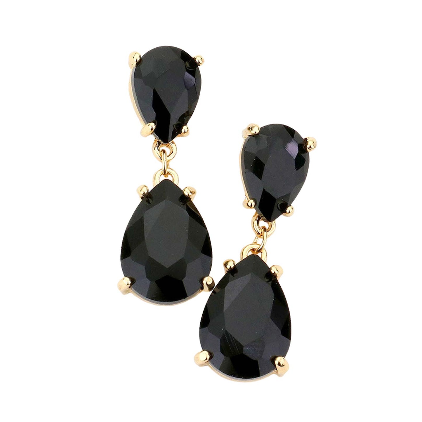 Women's Double Teardrop Link Dangle Evening Earrings